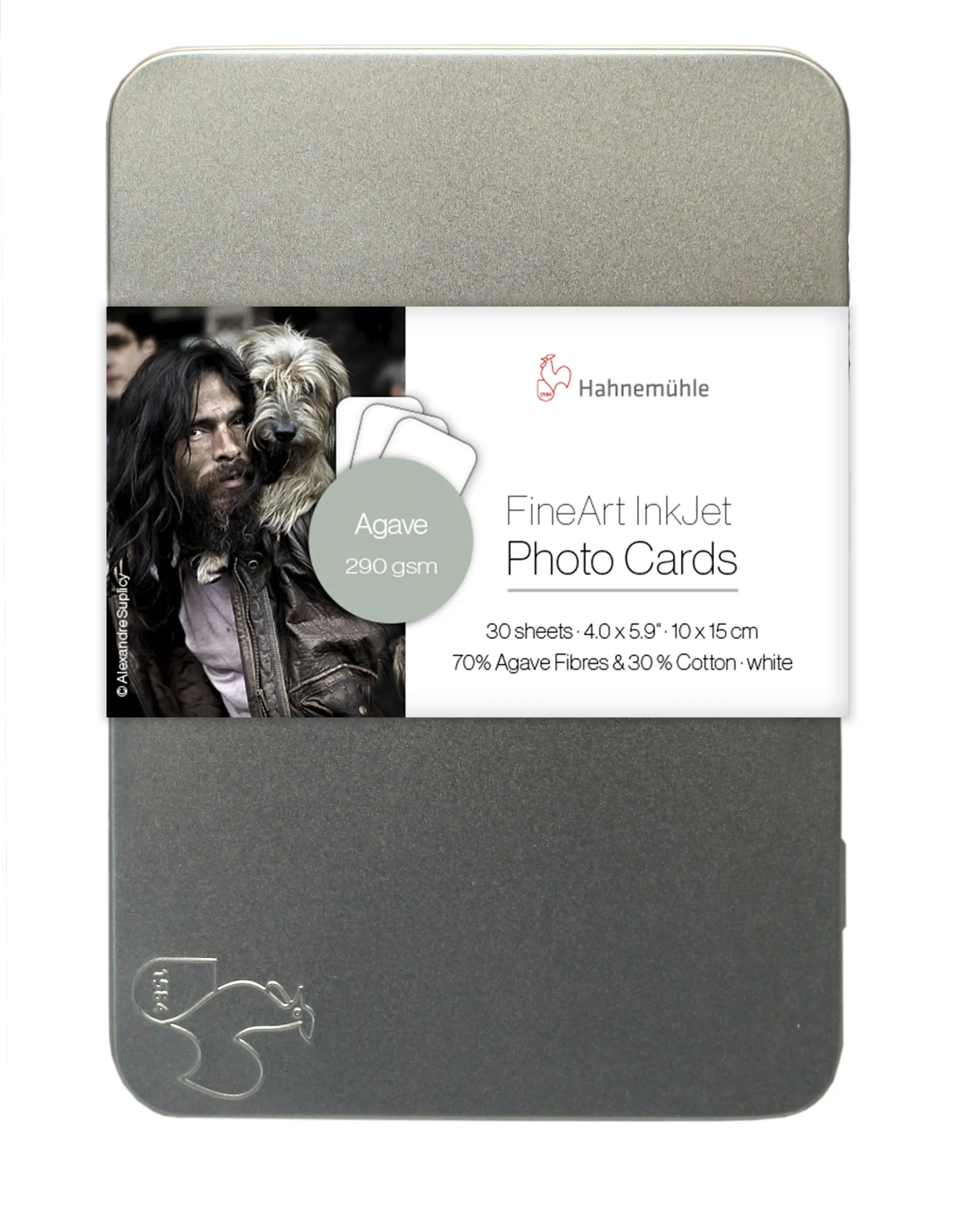photo cards, inkjet, agave fibers, white, gray metallic