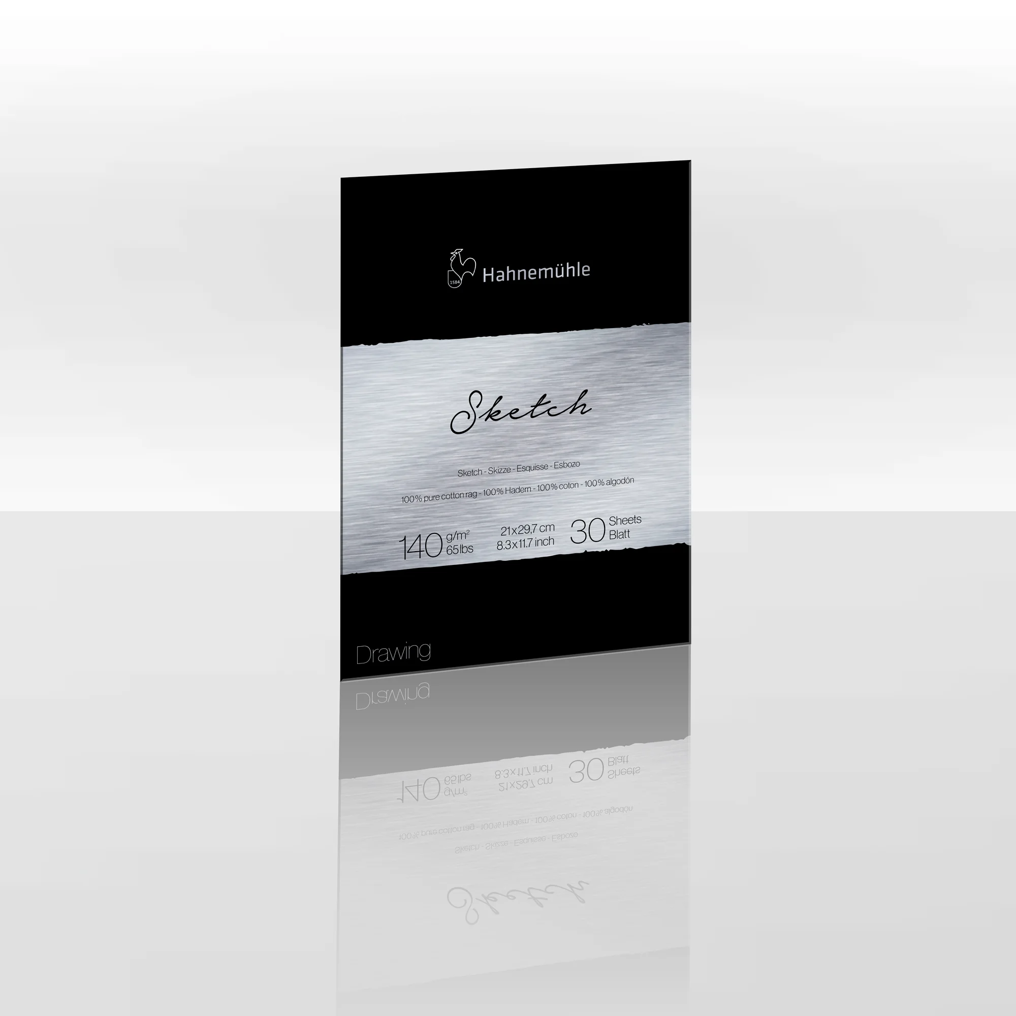 drawing paper, sketch pad, A4 size, 50 sheets, metallic silver top