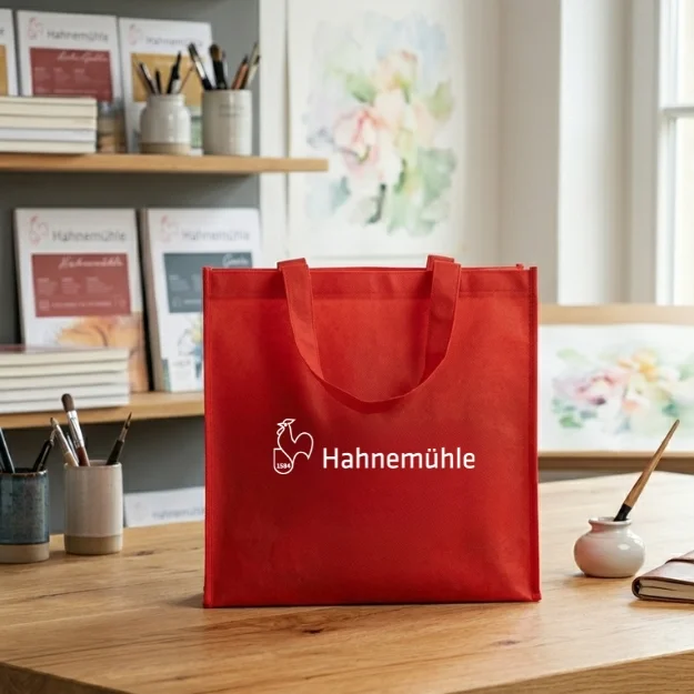 red bag, tote bag, fabric bag, branding on bag, handmade bag