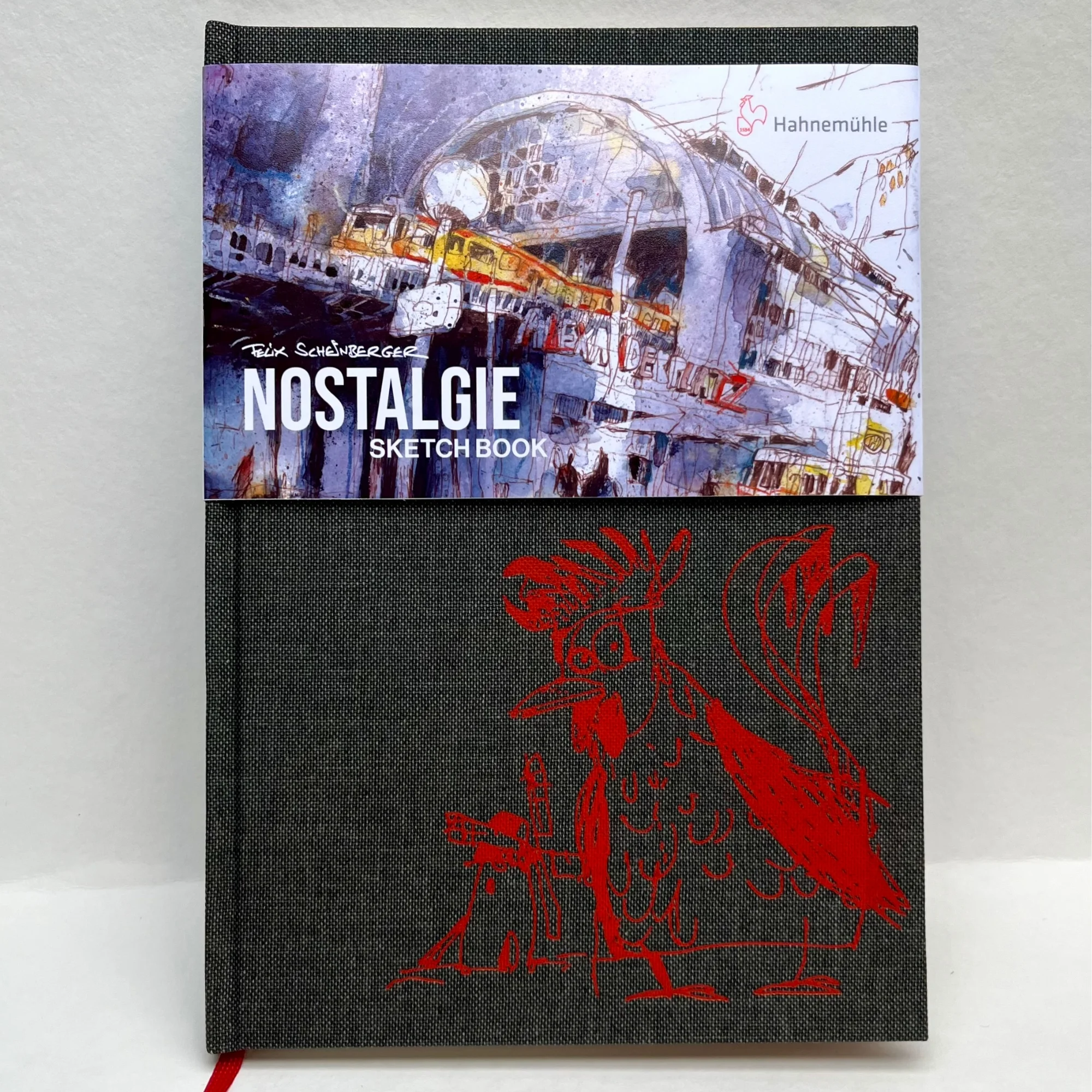 sketchbook, notebook, nostalgia, cloth cover, red bird print
