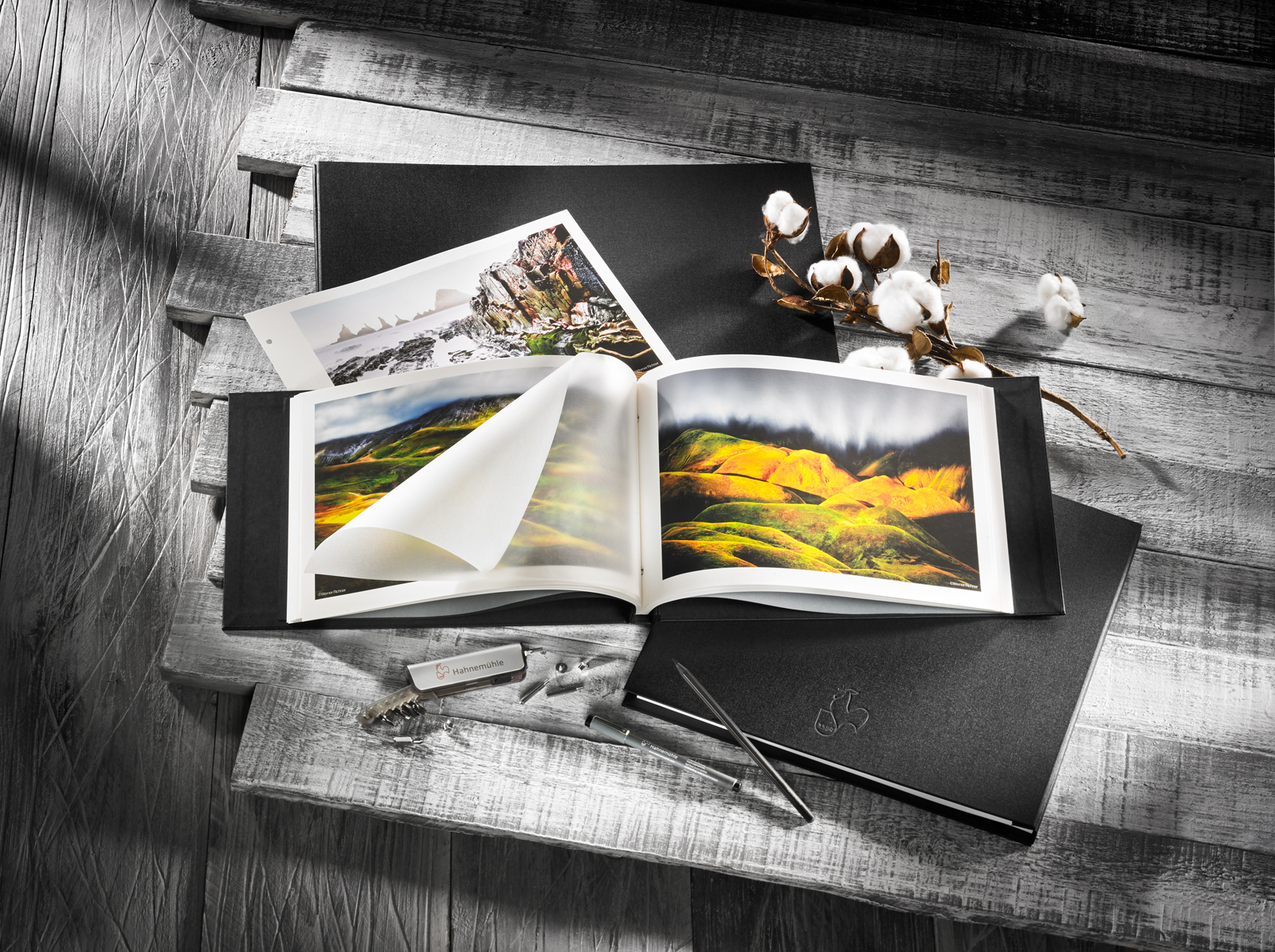 Leinenalbum - Cover Set schwarz Linen Album black bemalt