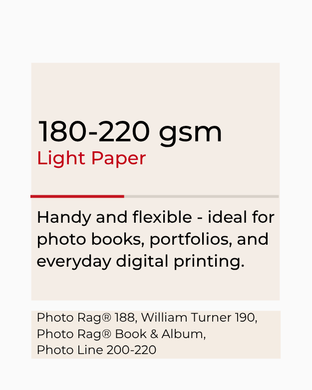 paper, light paper, gsm, 180-220, photography