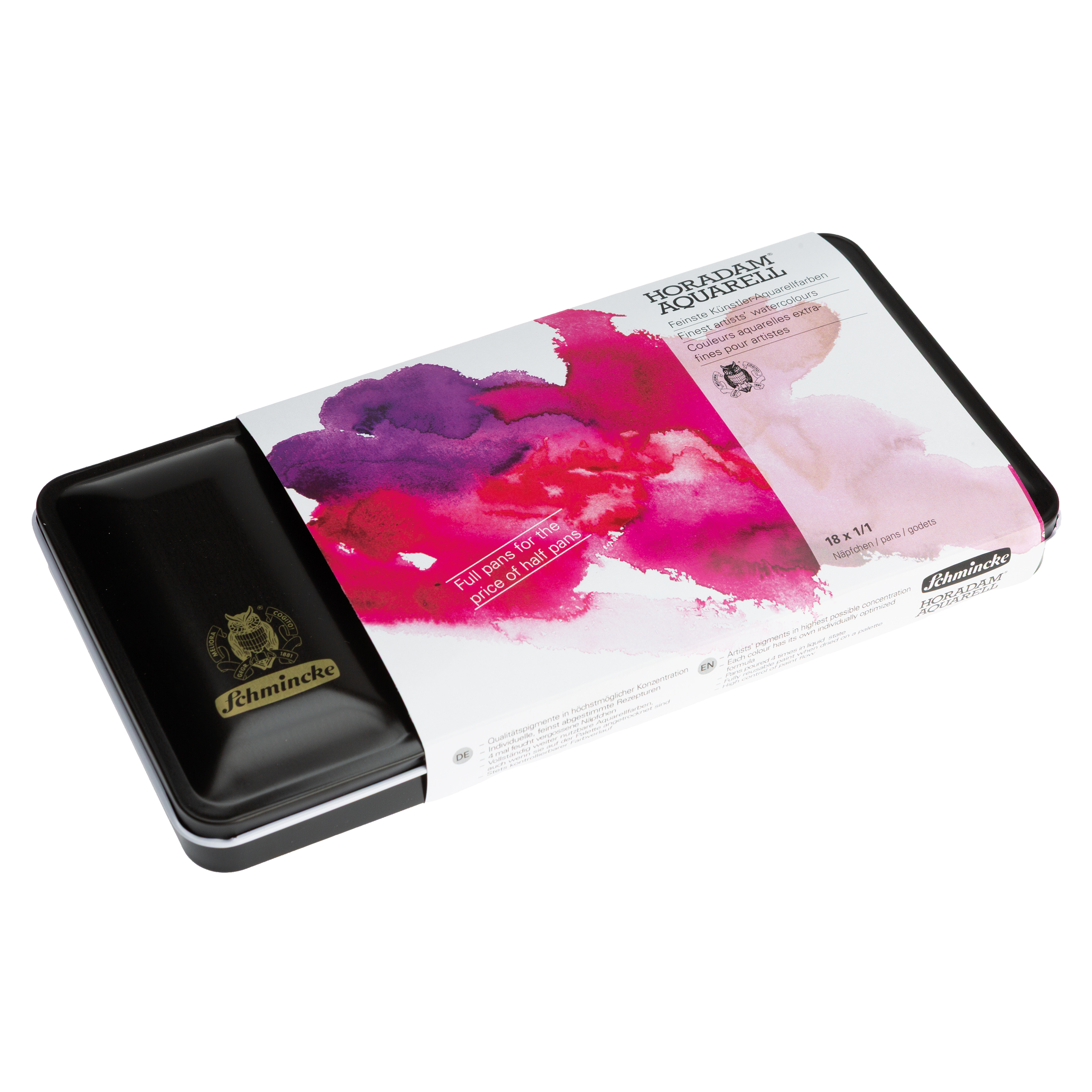 watercolor, art supplies, pans, tin, Schmincke