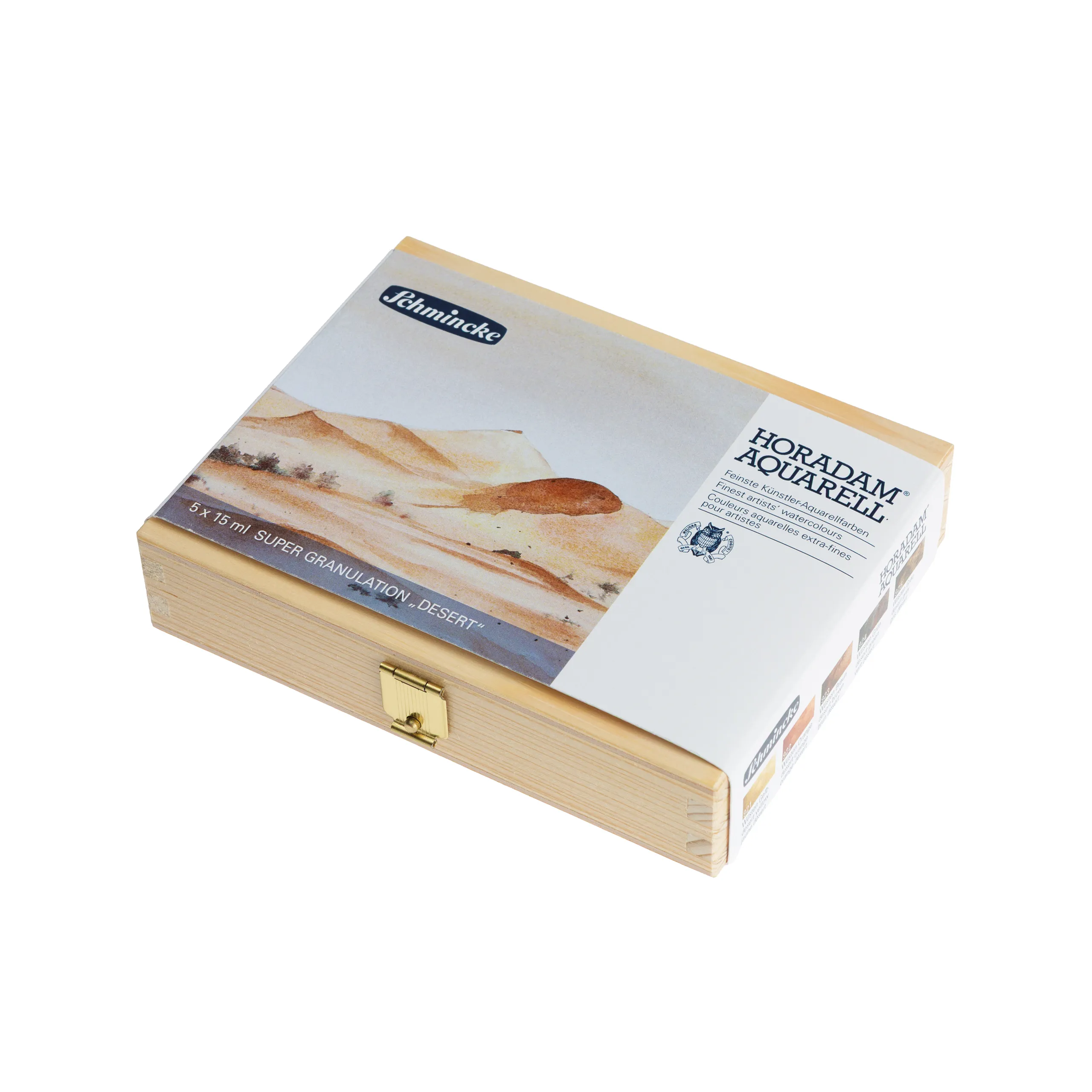art supplies, watercolor, desert scene, wood box, paint set