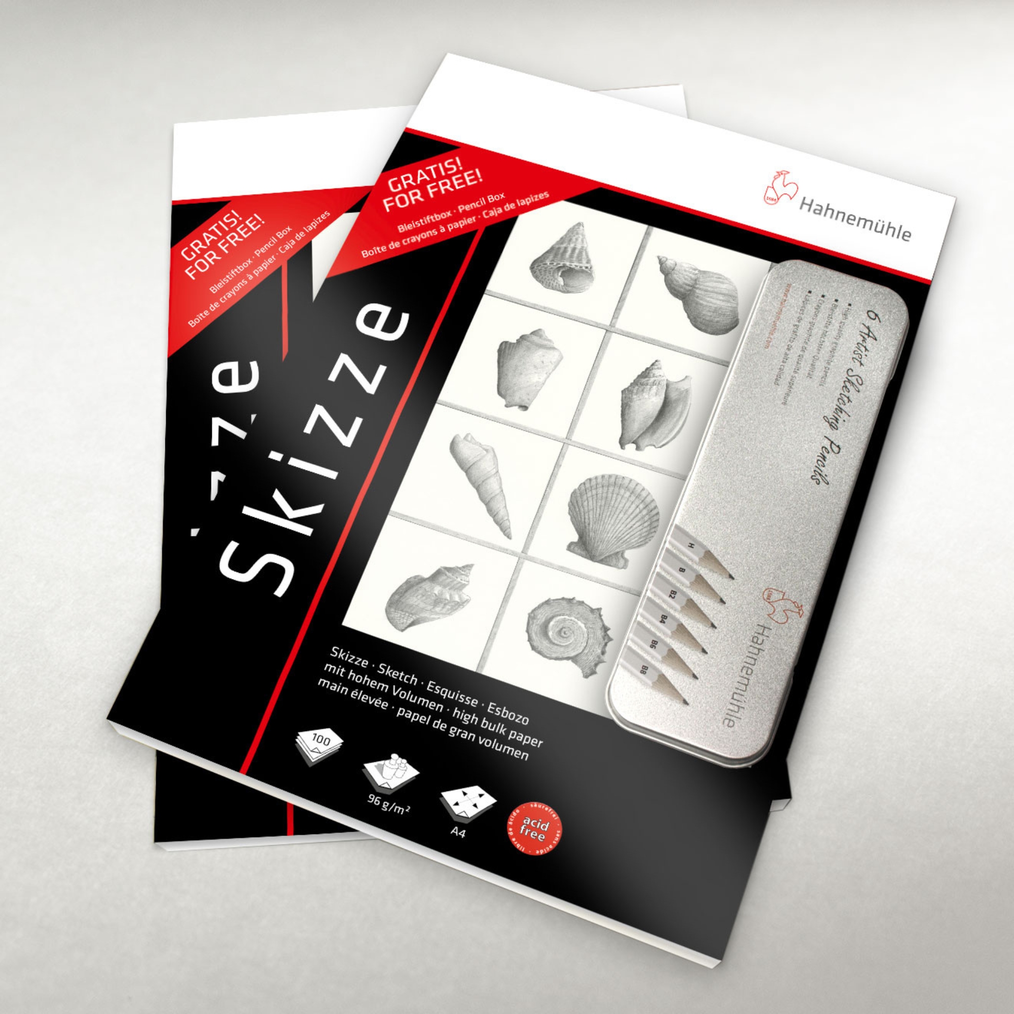 Skizze 96 g/m² + Bleistiftbox gratis 2 Skizze 96 mit Bleistiften