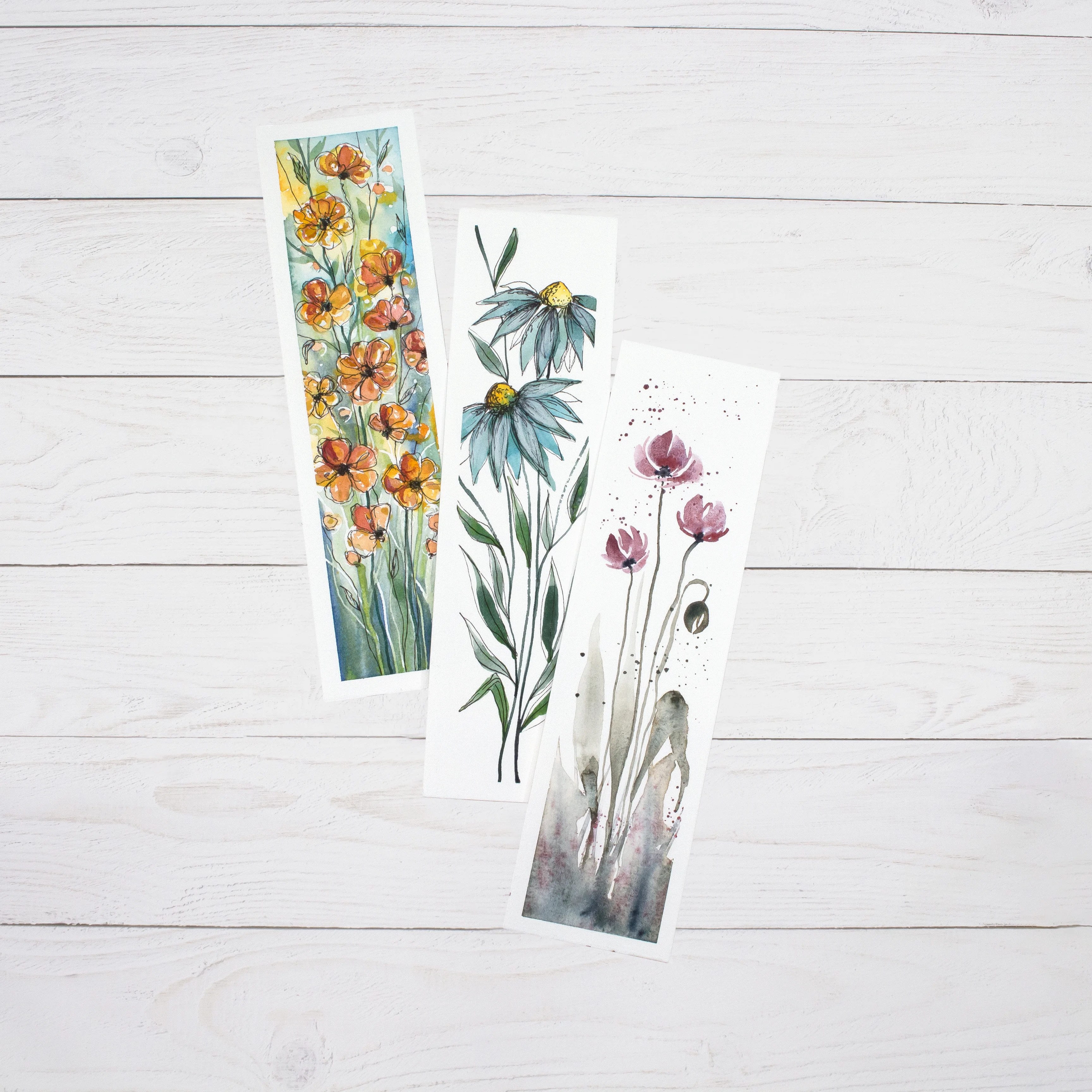 3 Bookmark-Pads bemalt