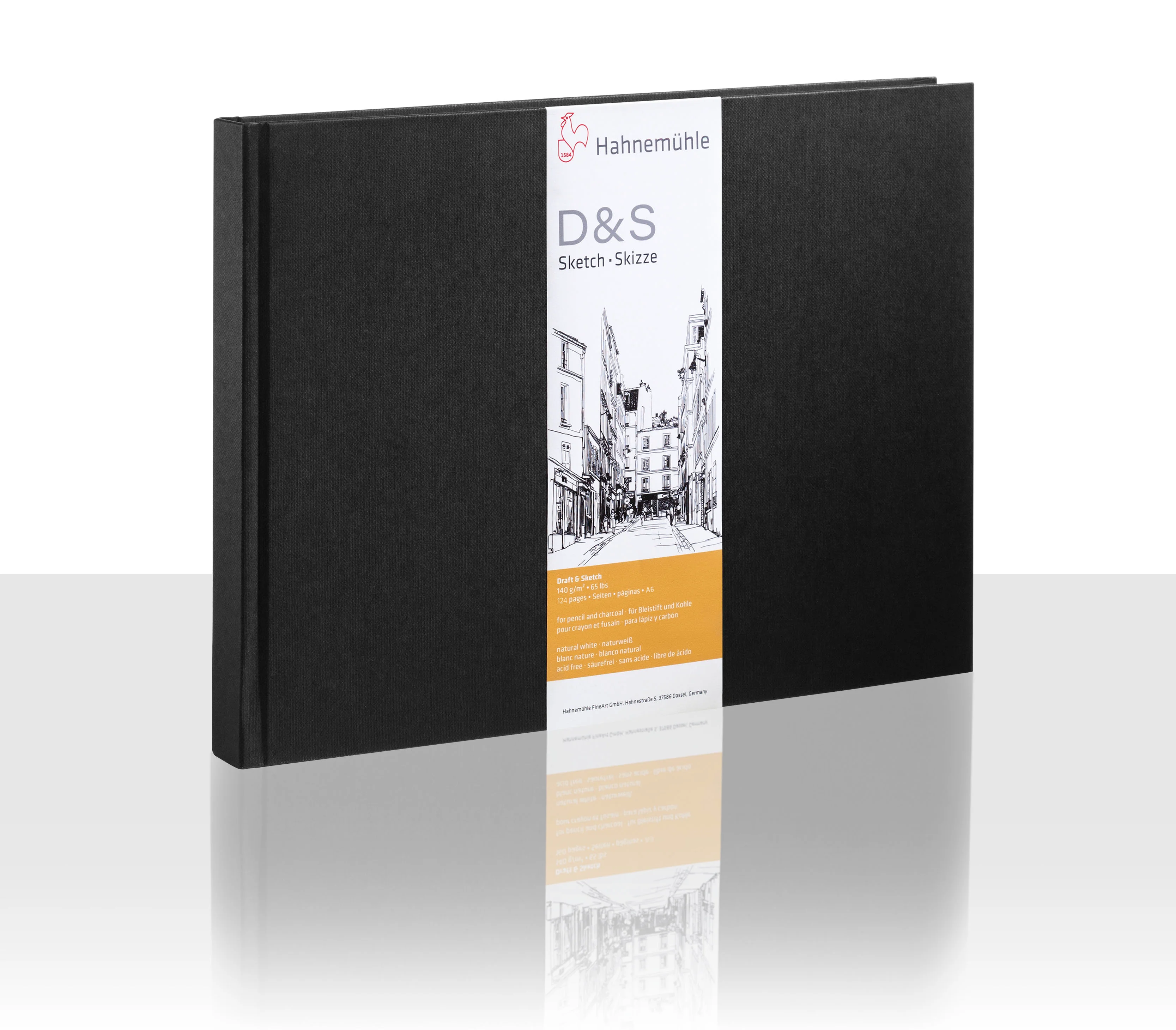 sketchbook, black cover, hardcover, D&S Sketch, binding label