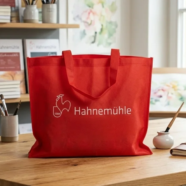 tote bag, red bag, logo bag, canvas tote, Hahnemühle
