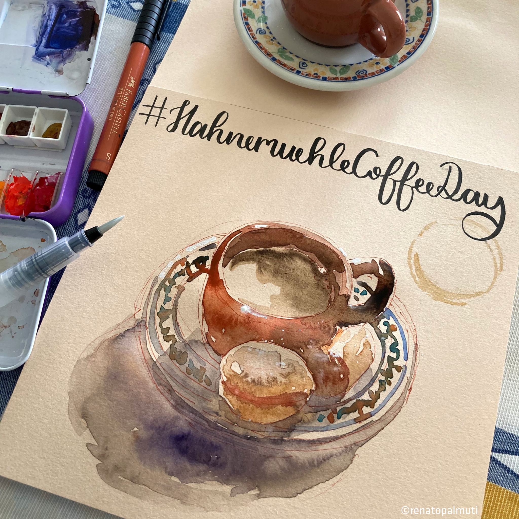Toned watercolour Pad beige bemalt