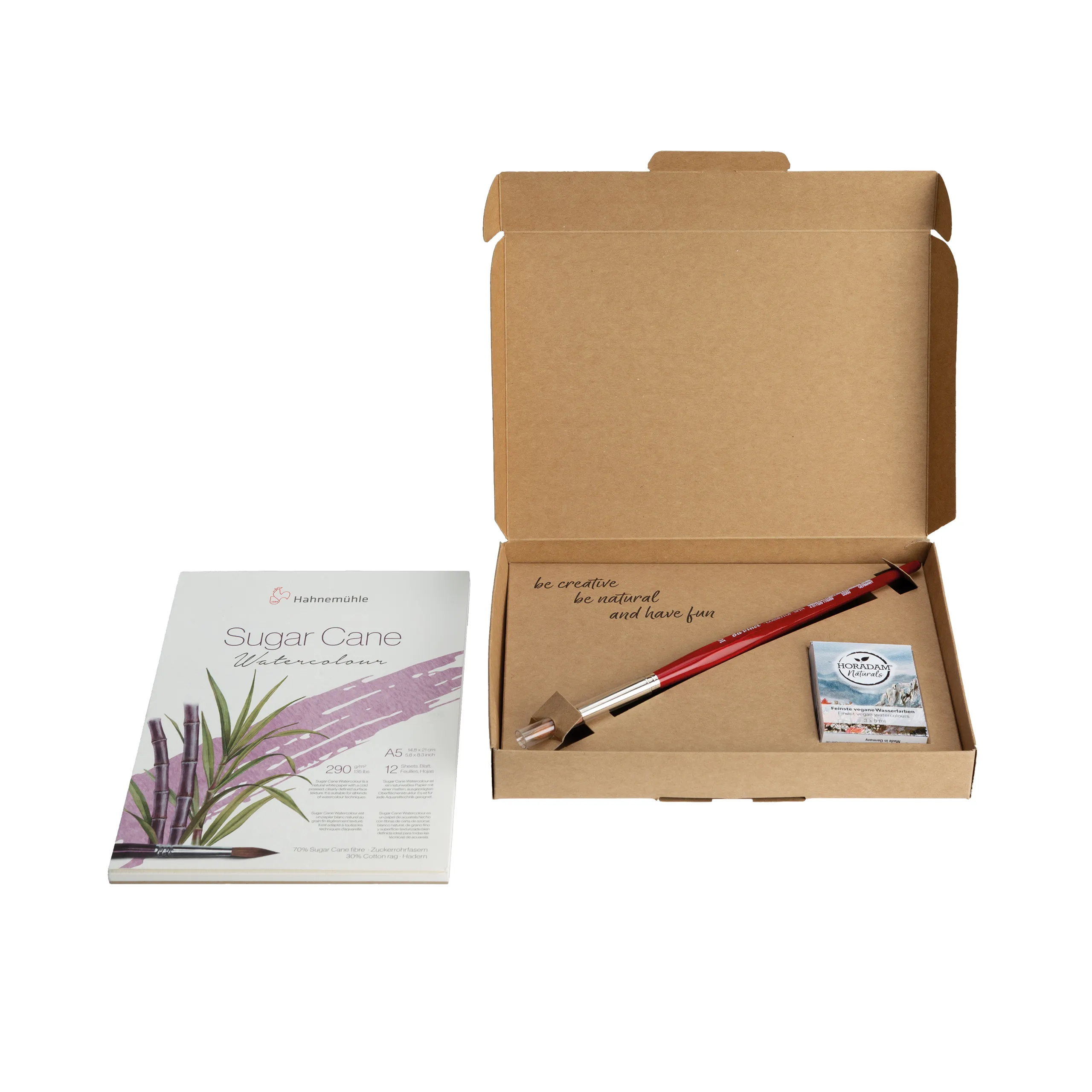 sugar cane, watercolor, notebook, pencil, box set