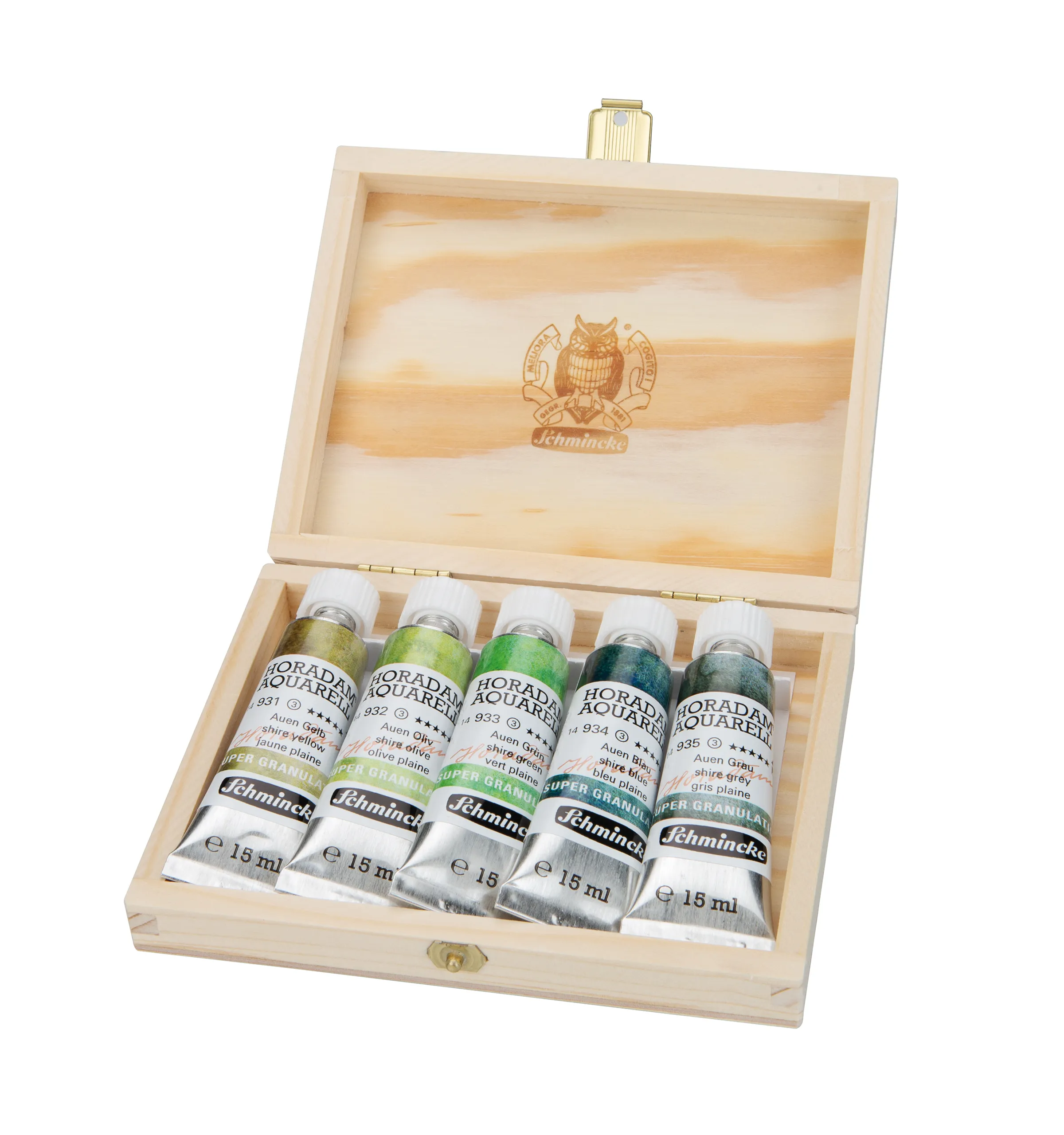 wooden box, paint set, watercolor, tubes, aqua color