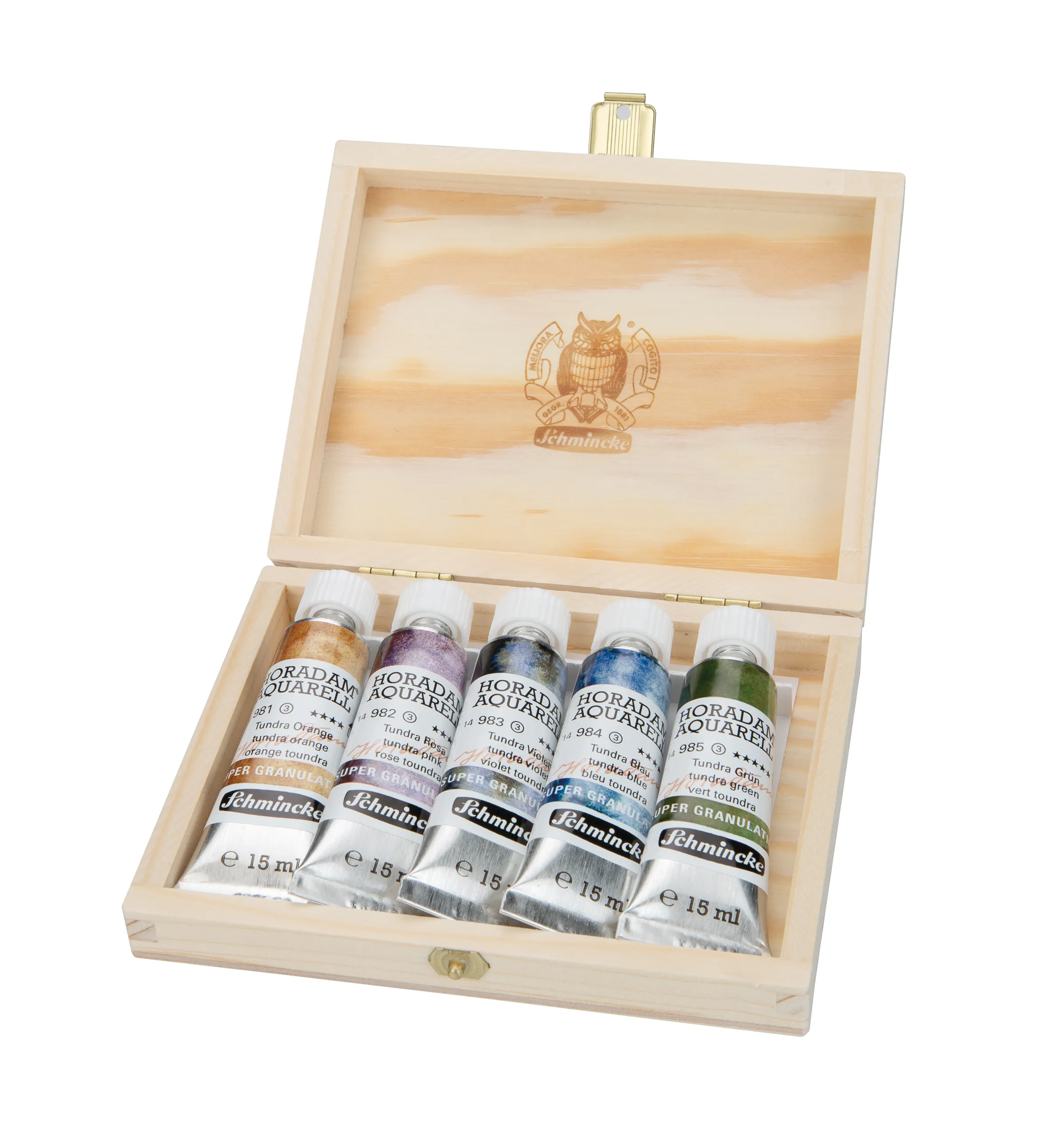 wooden box, artist paints, oil paints, set of tubes, Schmincke
