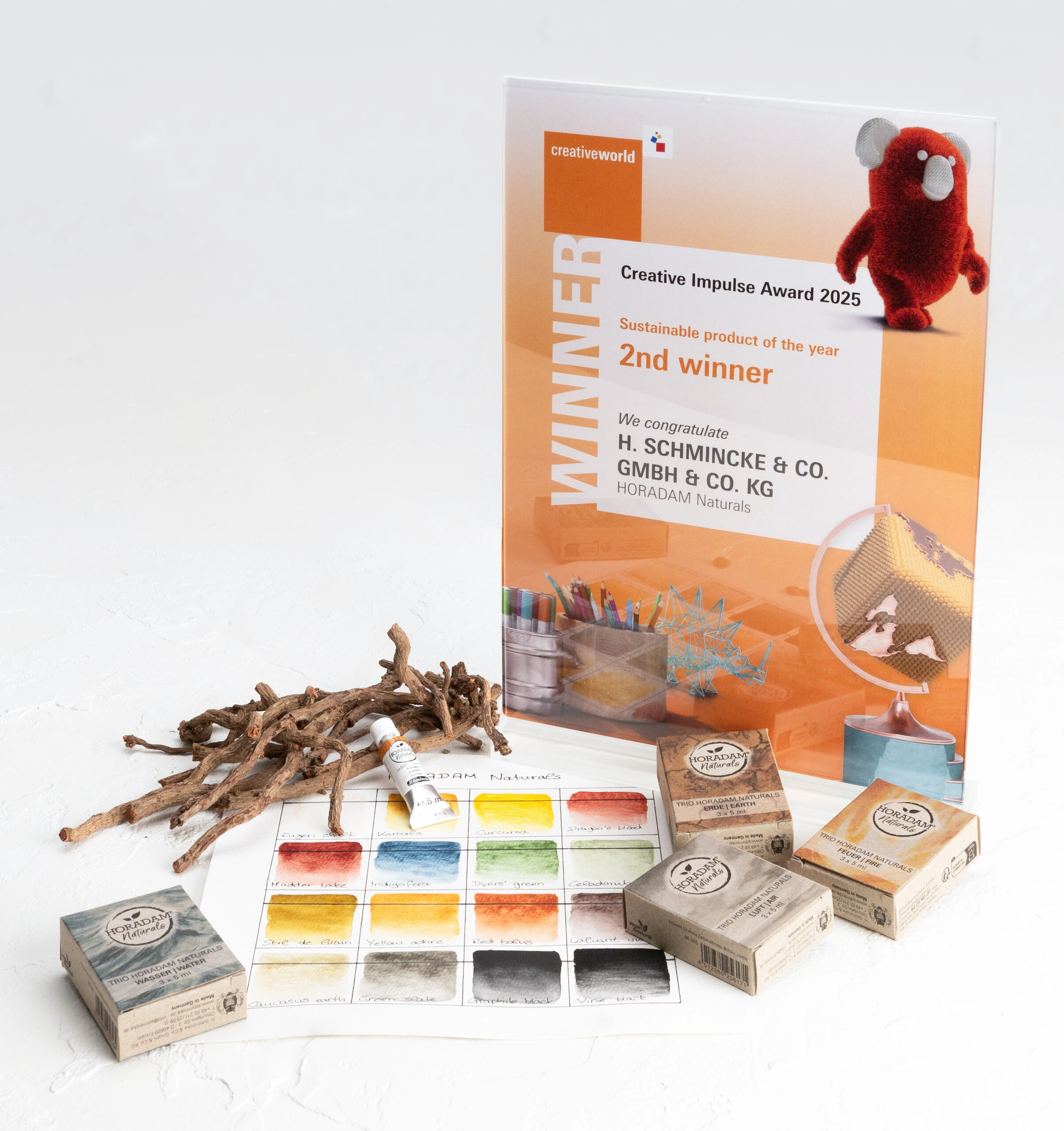 art supplies, color swatch, watercolor set, pencils, sculpting clay