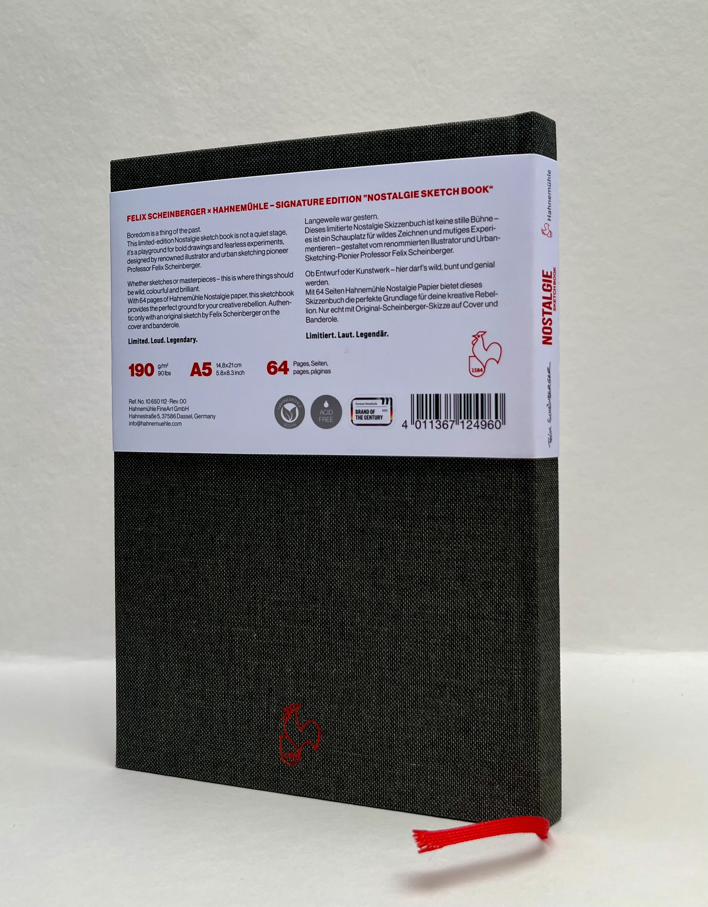 notebook, sketchbook, black cover, red ribbon, textured fabric