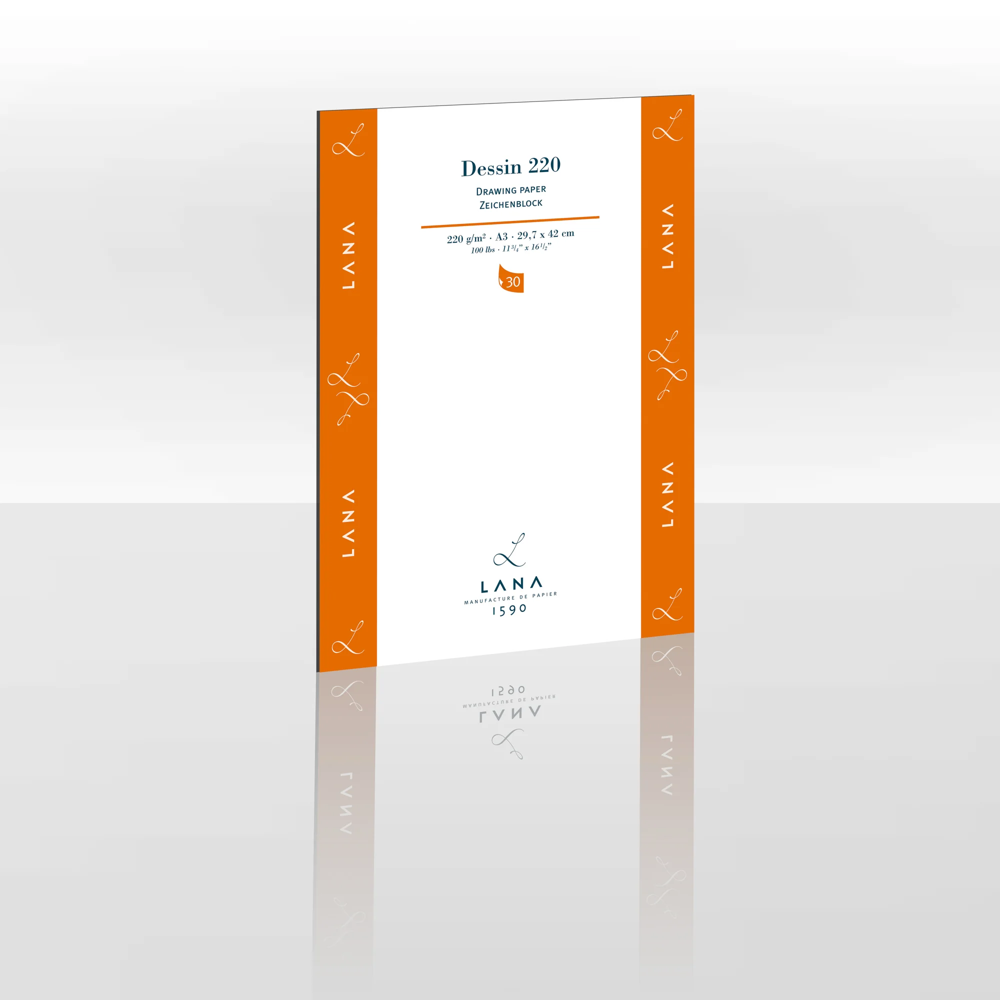 drawing paper, A3, 220 g/m², block, LANA brand