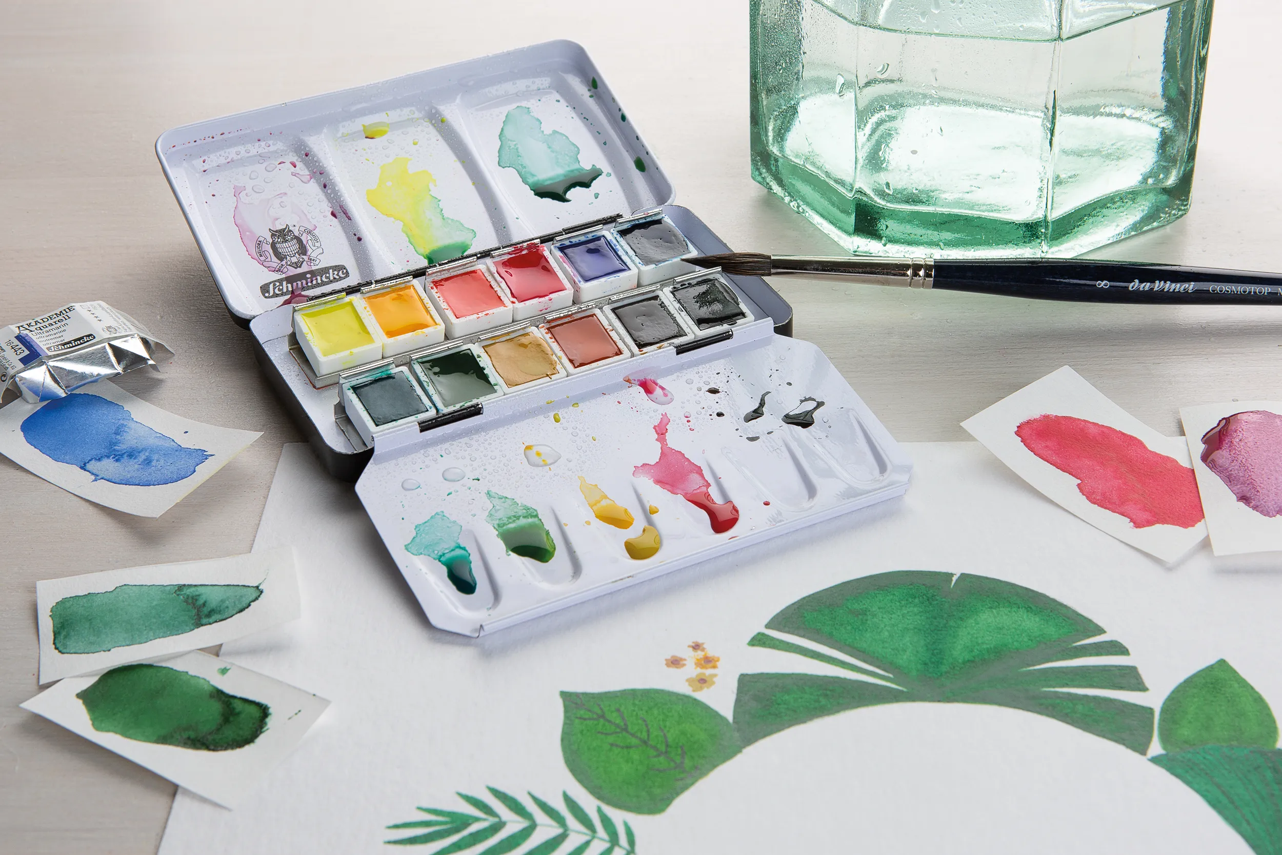 watercolor, paints, art supplies, watercolor set, brush