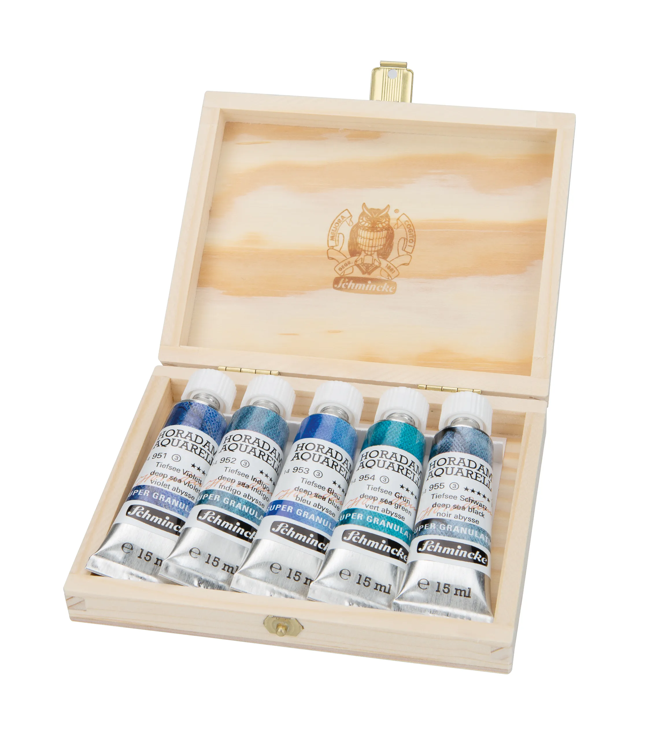 wooden box, watercolor set, paint tubes, art supplies, colors