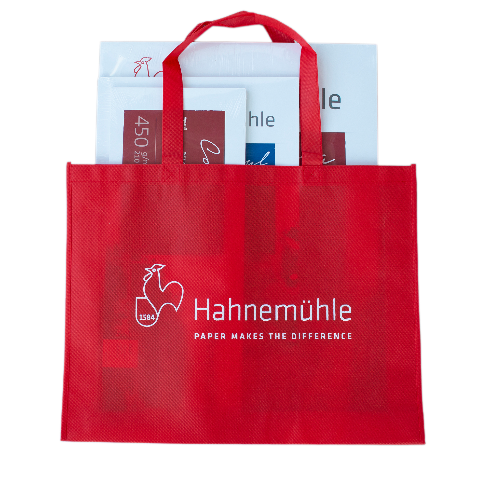 Hahnemühle rote Stofftragetasche Große Rote Hahnemühle Stofftragetasche