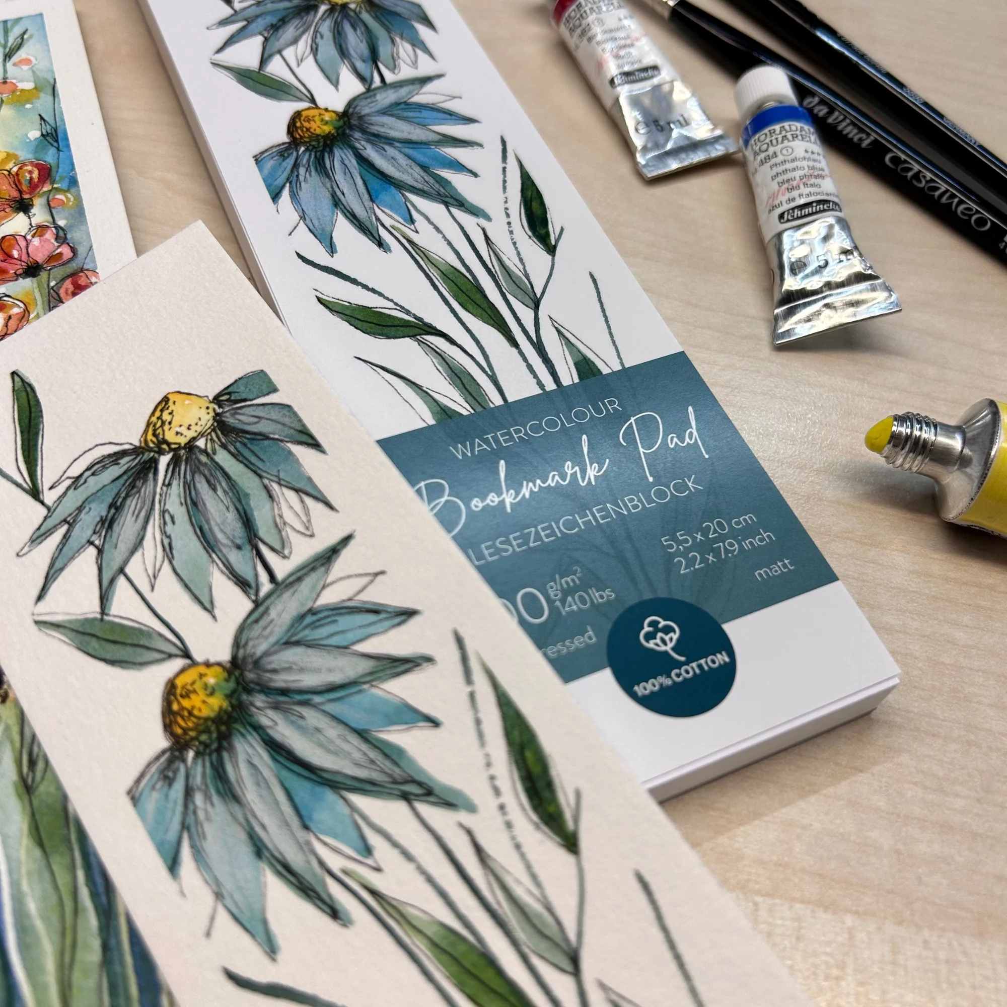 watercolor, bookmark, paper, floral, art supplies