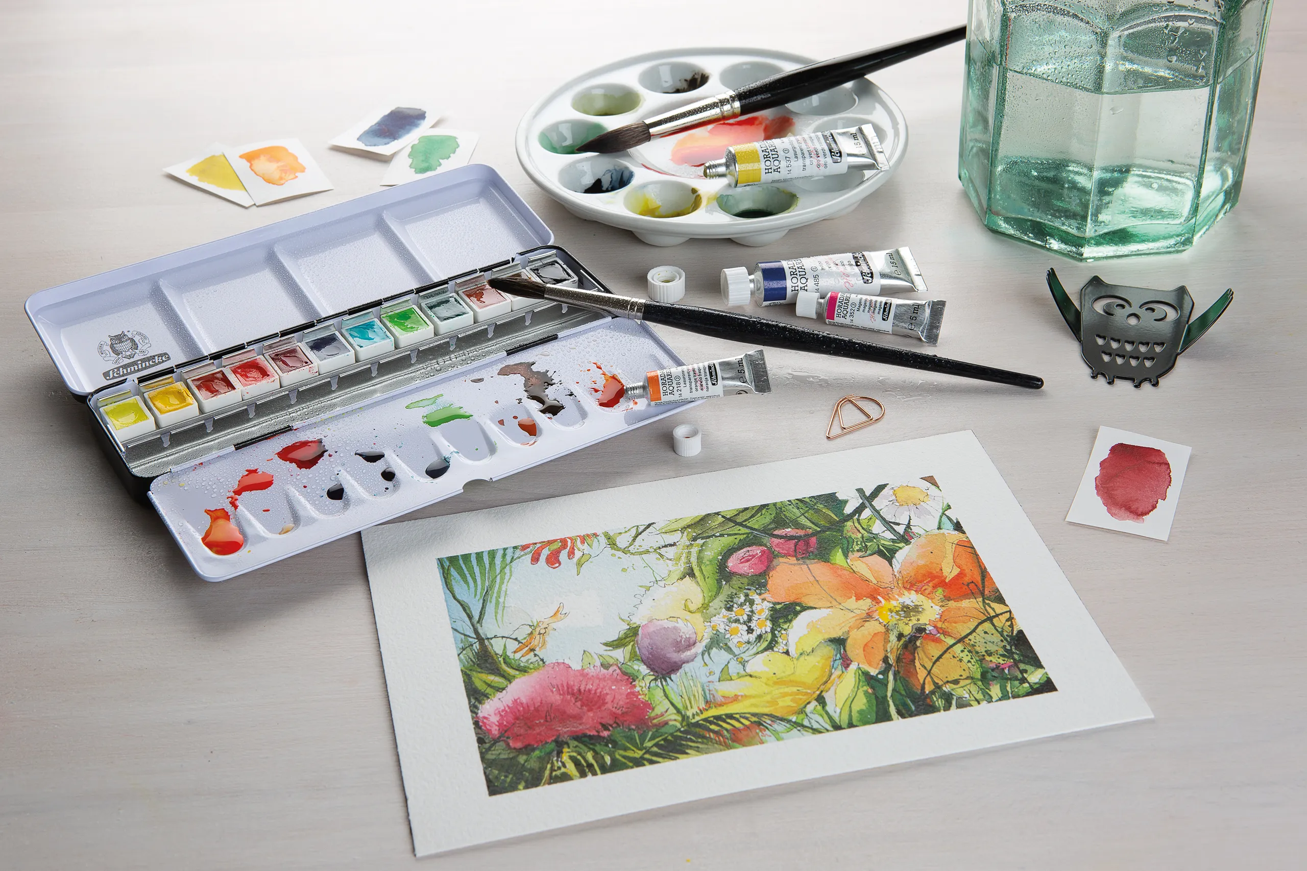 watercolor, palette, brush, art paper, painting