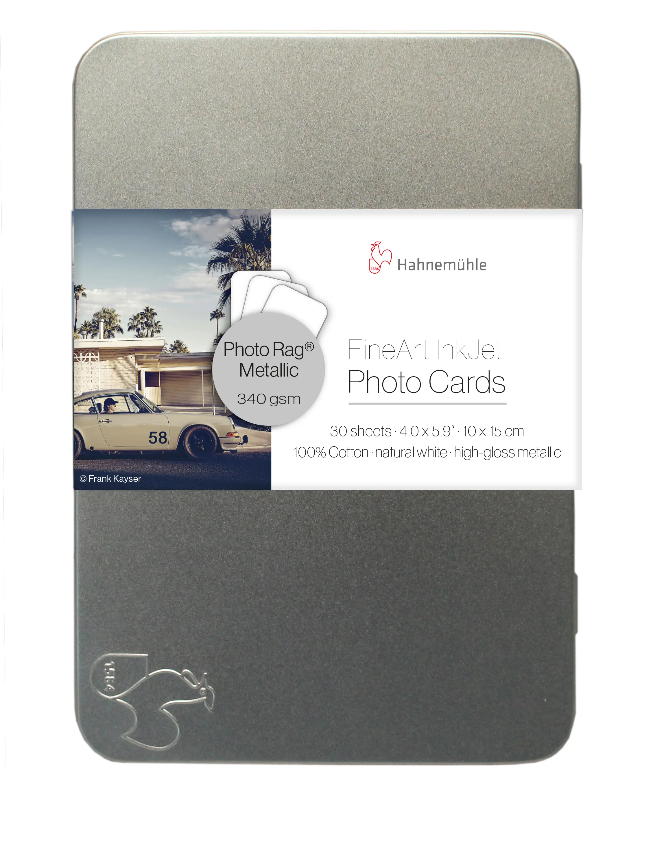 photo cards, inkjet, metallic, 40 gsm, canvas tin