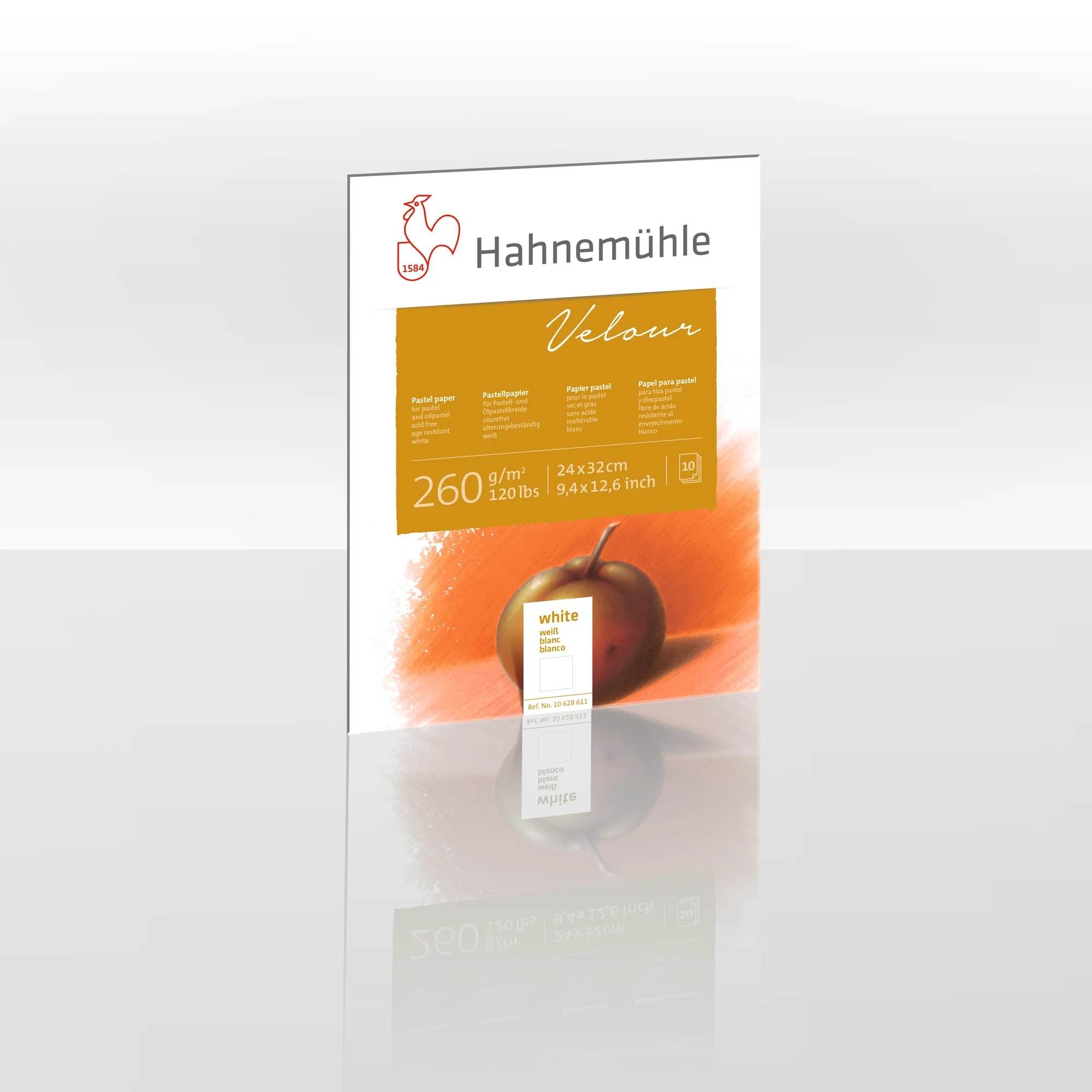 art paper, velour, white, apple image, packaging label