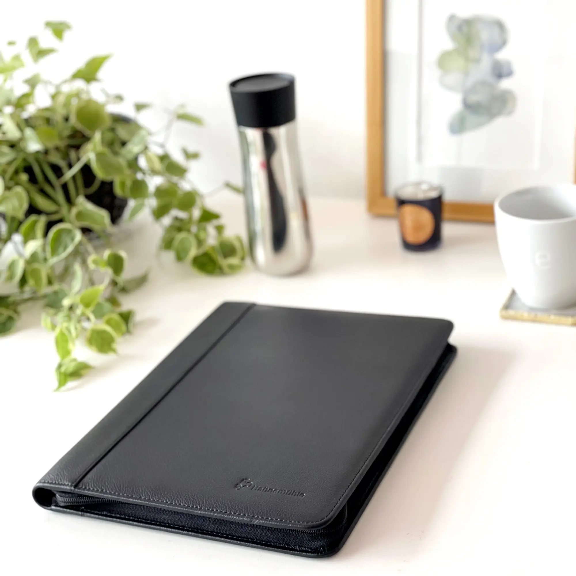 portfolio, document case, black cover, leather, folder
