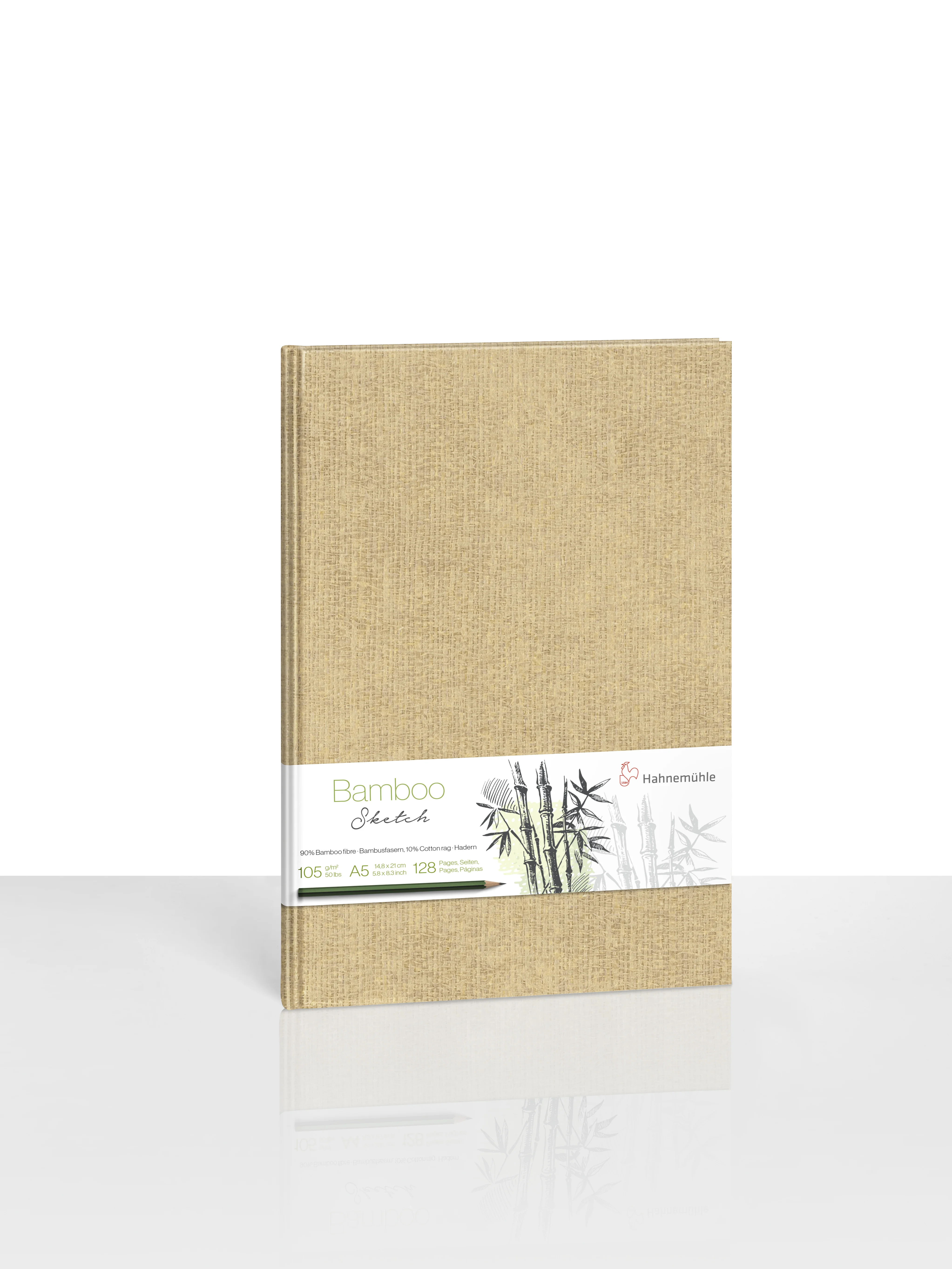 bamboo notebook, sketch book, pocket size, kraft cover, linen texture