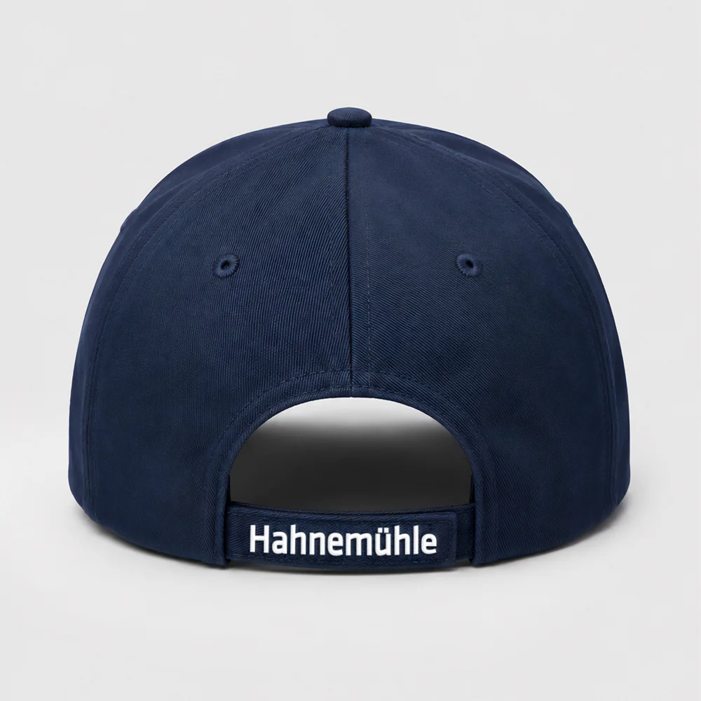 baseball cap, navy cap, adjustable strap, six-panel, back view