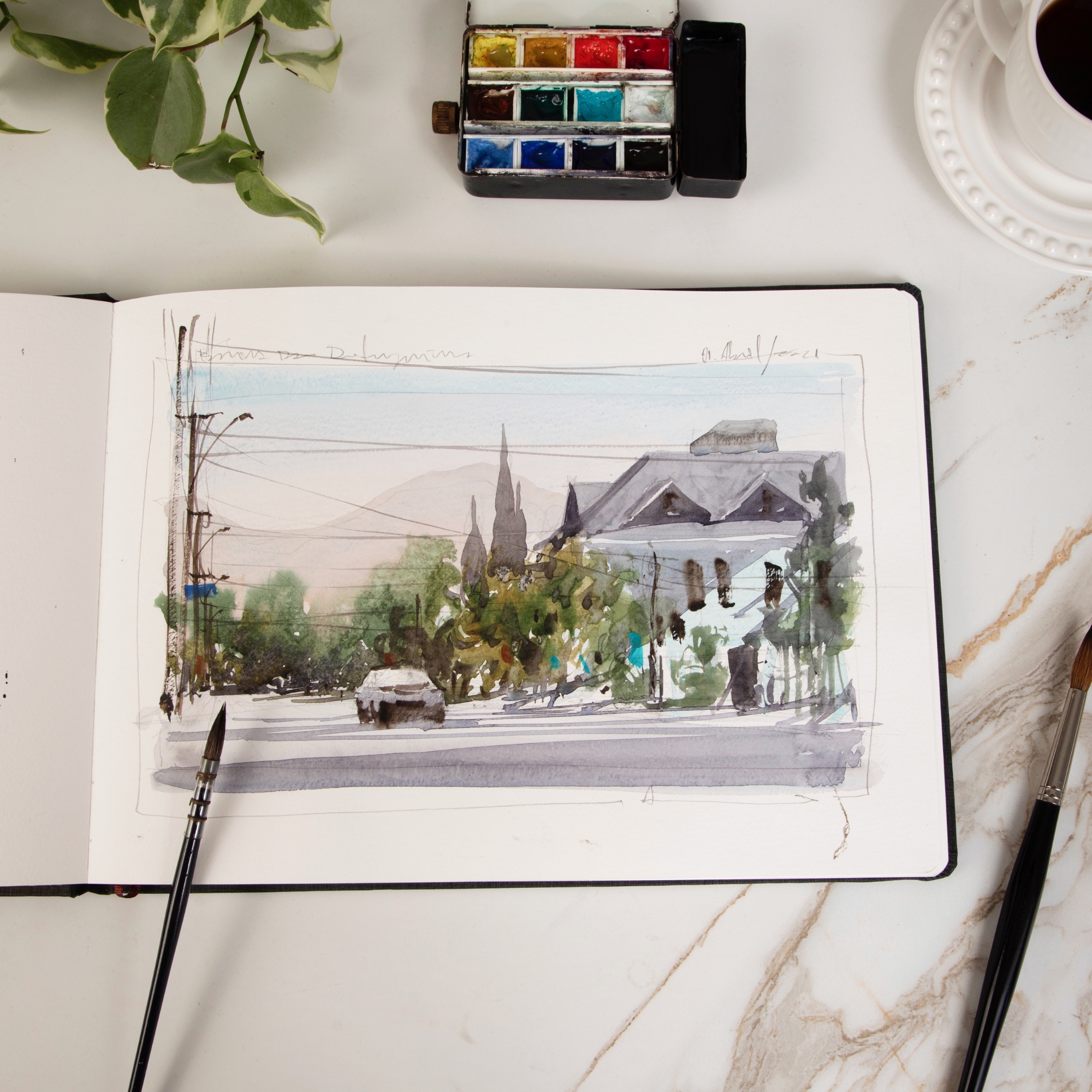 Watercolour book 200 cotton bemalt